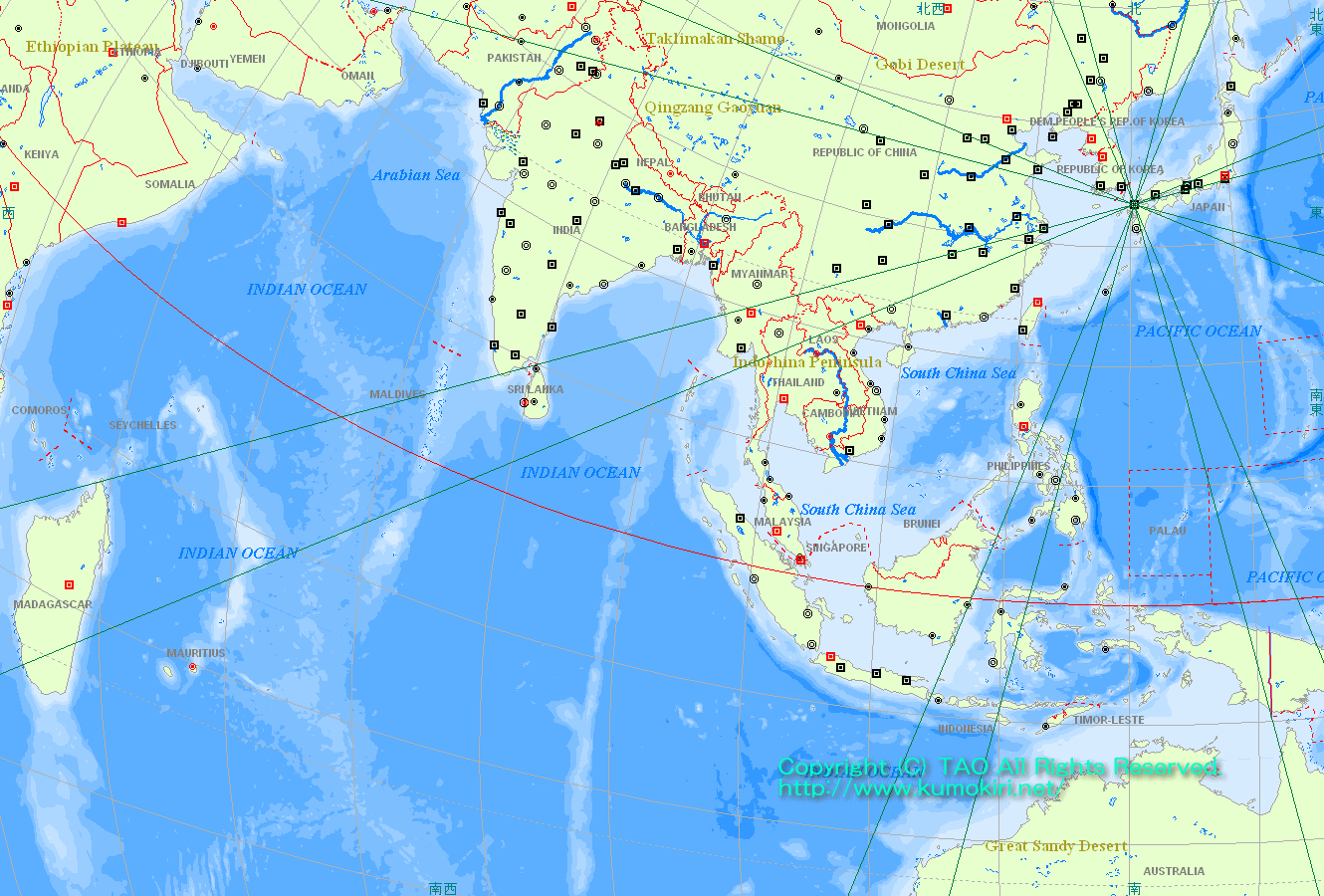 日本篇 西日本各地を中心とした方位地図