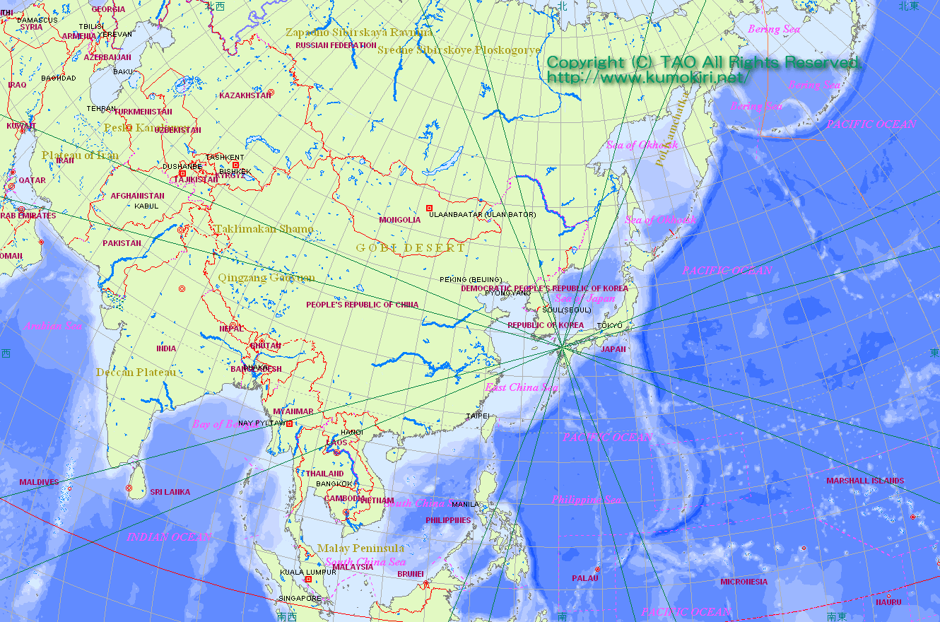 日本篇 西日本各地を中心とした方位地図