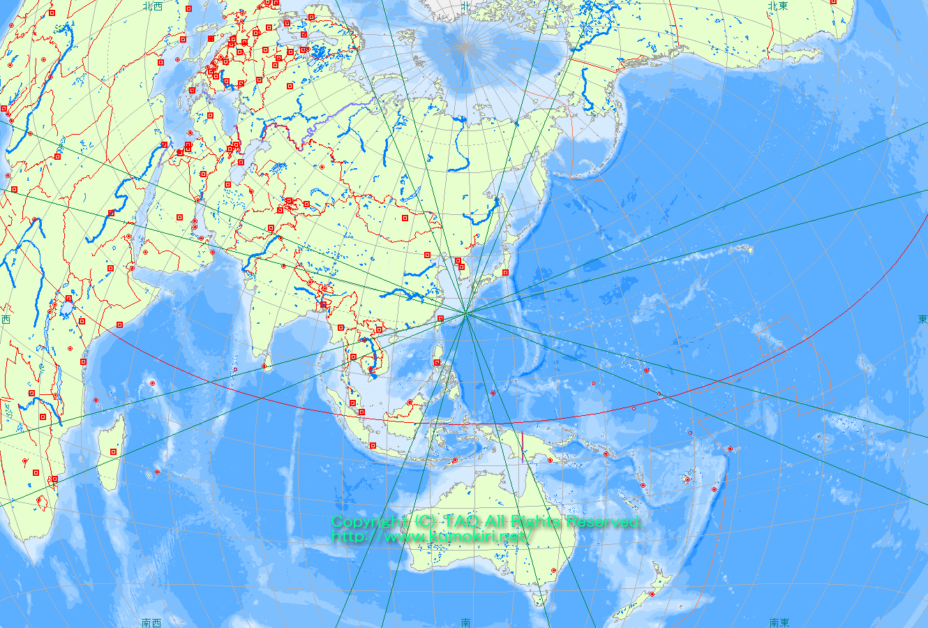 日本篇 西日本各地を中心とした方位地図