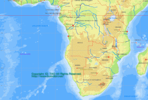 アフリカ大陸南部地形図