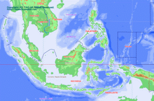 東南アジア海峡部地形図
