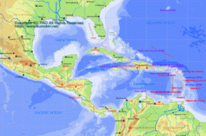 カリブ海近辺地形図