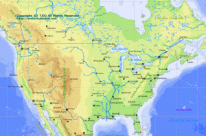 北アメリカ大陸地形図