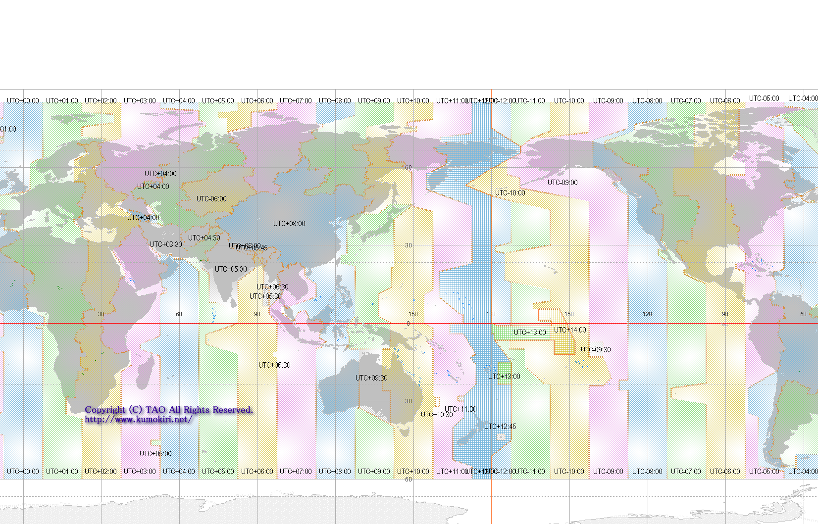 世界のタイムゾーン地図